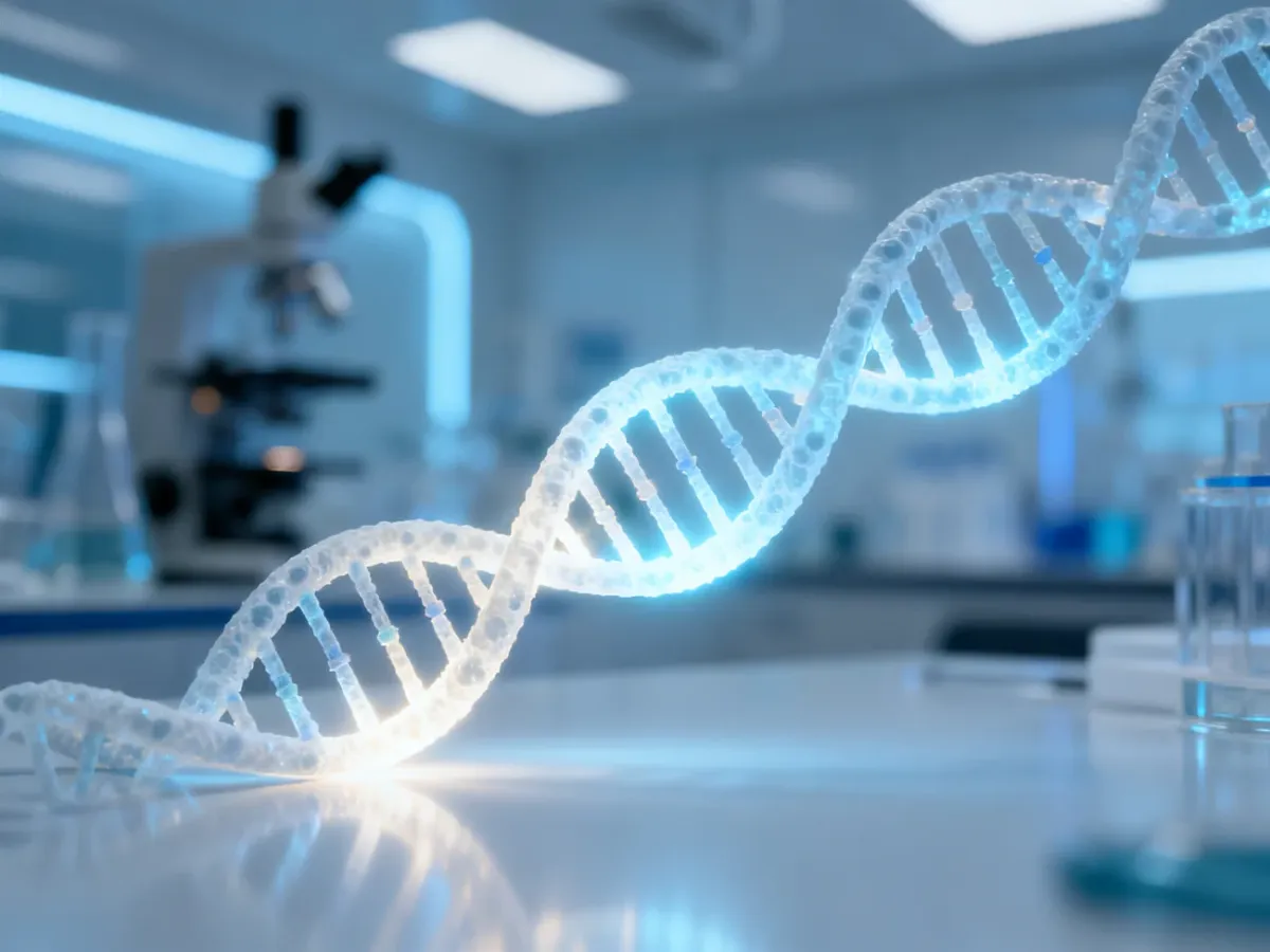 Struktura podwójnej helisy DNA w laboratorium, symbolizująca biologiczne podstawy płci.